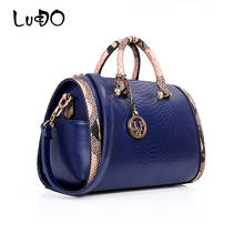 LUCDO Fashion Python Pattern Leather Boston Bag Luxury Handbag Designer Crossbody Bags for Women 2021 Large Capacity Totes Bags 2024 - buy cheap