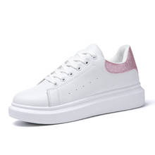 Zapatos Deportivos planos para mujer, zapatillas informales de alta calidad, con cordones, color blanco y rosa, 2020 2024 - compra barato