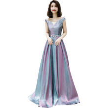 Ladybeauty 2019 Vestido De Festa A-line Long Evening Dress Vintage Gradient Prom Dresses Crystal Belt Robe De Soiree 2024 - buy cheap