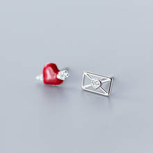 MloveAcc-pendientes de plata de ley 925 para mujer, aretes con forma de corazón rojo, joyería de moda para boda 2024 - compra barato