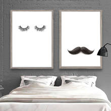Canvas Painting Mustache Lashes Posters and Prints Couple On The Wall Decoration For House Living Bedroom Creative Art Pictures 2024 - buy cheap
