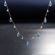 DAIMI 18K oro genuino piedras preciosas gota de agua azul Colgante de Topacio de moda collar de Gypsophila para novia 2024 - compra barato