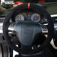 Shining wheat Black Suede Red Marker Car Steering Wheel Cover for Fiat Bravo 2007-2015 Doblo 2010-2015 Opel Combo 2012 2024 - buy cheap