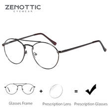 ZENOTTIC Alloy Prescription Glasses Men Pilot Myopia Spectacle Frame Eyeglasses Metal Optical Blue Light Photochromic Eyewear 2024 - buy cheap