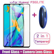 2 em 1 vidro temperado para huawei p30 lite protetor de tela câmera len filme para huawey p30 p 30 luz de vidro protetor 2024 - compre barato