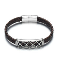 Ruimo pulseira estilo persa, fivela magnética de aço inoxidável, pulseira de couro trançado para homens e mulheres 2024 - compre barato