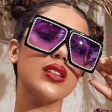 Chain Rhinestones Large Square Sunglasses Women Fashion Luxury Oversized Glasses Black Purple 2020 Shades Sexy Eyewear UV400 2024 - buy cheap