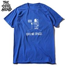 Мужская футболка COOLMIND, из 100% хлопка, с крутым космическим принтом, повседневная, с коротким рукавом, свободная, Мужская футболка 2024 - купить недорого