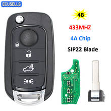 4 Button Flip Folding Remote Key Smart Car Key 433MHz 4A Chip For Fiat Egea Tipo 500X SIP22 Uncut Blade 2024 - buy cheap