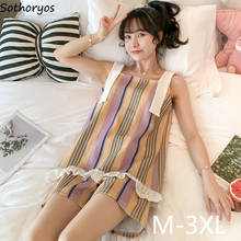 Pajama Sets Women Popular3XL Loose Strap Sleeveless Lovely Leisure Nightwear Students Comfortable Simple Homewear Ulzzang Chic 2024 - buy cheap