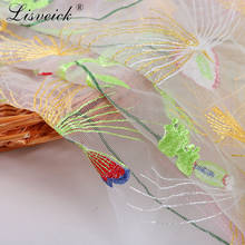 Французская кружевная ткань, 1 м/лот, 135 см, с вышивкой, цветная Маленькая бабочка, Тюлевая сетчатая пряжа, кружевная ткань 2024 - купить недорого