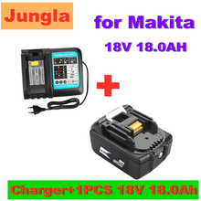 Batería recargable de iones de litio de 18V y 18.0Ah, herramienta eléctrica de repuesto de 18000mah para MAKITA BL1860 BL1830 + cargador 3A, nueva 2024 - compra barato