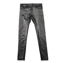 Pantalones pitillo con estampado 3 D de Intaglio para hombre, Leggings de grano de cocodrilo, cuero PU, informales, Jean, estilista de pelo, pantalones ajustados para motocicleta 2024 - compra barato