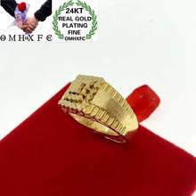 Hxomfc anel de ouro, joias elegantes para homens e mulheres, presente de aniversário e casamento, tamanho quadrado, 24k 2024 - compre barato