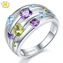 Natural Gemstone Silver Rings 925 Solid Silver Wedding Rings Colorful Crystal Rings Original Design Exquisite Engagement Rings 2024 - buy cheap
