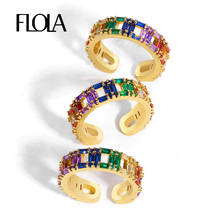 FLOLA Rainbow Cuff Rings for Women Gold Crystal Adjustable Rings With Stones CZ Zircon Eternity 24k Gold Jewelry arcoiris rigj24 2024 - buy cheap
