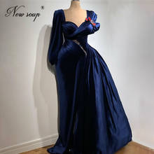 Royal Blue Satin Formal Celebrity Gowns Dubai Red Carpet Gowns Prom Dresses 2021 Robe De Soiree One Long Sleeve Evening Dresses 2024 - buy cheap