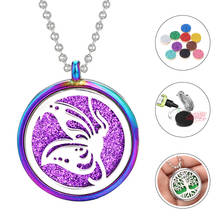 Colorful Butterfly Necklace Magnetic Stainless Steel Pendant Perfume Essential Oil Diffuser Locket Pendant Aromatherapy Jewelry 2024 - buy cheap