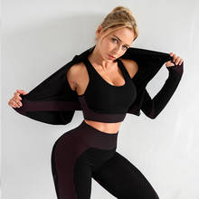 Women's Seamless Long-Sleeved Jacket Gym Sports Bra Elastic Leggings Set High Waist Exercise Yoga Pants Fitness Running Wear 2024 - buy cheap