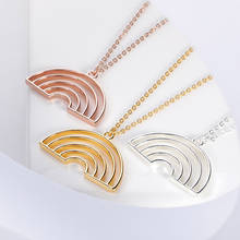 Minimalism Classic Openwork Rainbow Pendant Necklaces For Women Rose Gold Stainless Steel Fashion Chain Jewelry Party Gifts 2024 - buy cheap