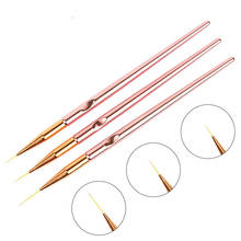 3pcs/set Rose Gold Nail Art Line Painting Brushes Metal Handle Thin Liner Drawing Pen DIY UV Gel Tips Design Manicure Tool Kits 2024 - buy cheap