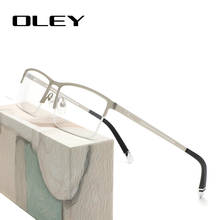 Oley óculos ópticos clássicos de trabalho, óculos com prescrição, liga de titânio, armação para miopia, hipermetropia, óculos para presbiopia y7714 2024 - compre barato