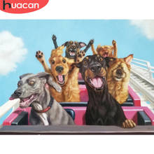 HUACAN-pintura de diamante 5d completa cuadrada/redonda, mosaico de perros, costura artesanal, bordado de diamantes, Kit de artesanía de decoración del hogar de animales 2024 - compra barato