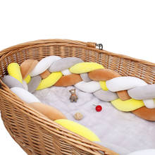 Amortecedor para cama de bebês, 4m, fita trançada com nó, travesseiro protetor de algodão para berço de bebê, decoração do quarto de bebê 2024 - compre barato