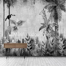 Custom 3D Wallpaper Mural Medieval Hand-painted Tropical Rainforest Plant Landscape Living Room Bedroom Background Wall Decorati 2024 - buy cheap