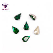 YANRUO 4300 Pear Drop Emerald Rhinestones for Crafts Ornaments Claw Base Sew on Clothes All for Needlework 2024 - buy cheap