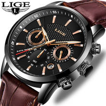 LIGE New Mens Watches Top Brand Luxury Military Sport Watch Men Leather Waterproof Clock Quartz Wristwatch Relogio Masculino+Box 2024 - buy cheap