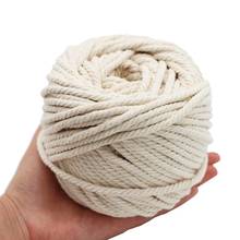 6/5/4mm Macrame Rope Twisted String Cotton Cord For Handmade Natural Beige Rope DIY Accessories 50/65/100M 2024 - buy cheap