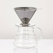 Gotejador de café reutilizável de aço inoxidável, em formato de cone, com dupla camada de filtro de malha, cesta, acessórios de cozinha, venda imperdível 2024 - compre barato