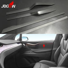 Real Carbon Fiber  For Tesla Model X 2016 2017 2018 2019 Car Inner Door Panel Strip Lip Trim 4pcs 2024 - buy cheap