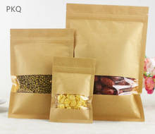 Bolsa de papel Kraft con logotipo personalizado, paquete de dulces, semillas de café, bolsa sellable con ventana impresa 2024 - compra barato