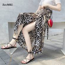 Summer Vintage Long Skirts Womens 2022 Fashion Casual Leopard Print Wrap Skirt Y2k Sexy Korean Chiffon A Line Maxi Mujer Faldas 2024 - buy cheap