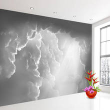 Papel de parede personalizado cinza nuvem céu, mural de sala de estar, quarto, sofá, pintura em parede, decoração de vinil 2024 - compre barato