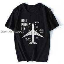 Новинка, как Fly инженер пилот футболка с изображением самолета мужские Рубашка с короткими рукавами больших размеров в стиле «хип-хоп» с принтом Футболки 2024 - купить недорого