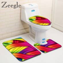 Zeegle-alfombra de baño estampada a rayas, alfombra de baño antideslizante de franela, lavable 2024 - compra barato