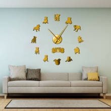 Staffordshire-pegatinas de espejo acrílico 3d de perro Bull Terrier, aguja de cuarzo para sala de estar, diseño moderno, Relojes de pared 2024 - compra barato