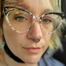 45651 Cat Eye Optical Glasses Frames Women Floral Rivet Fashion Computer EyeGlasses 2024 - buy cheap