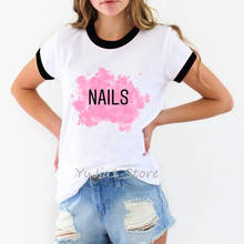 Camiseta estampa esmalte de unha colorido, camiseta hipster de verão, roupas femininas kawaii, camiseta personalizada diy, atacado 2024 - compre barato