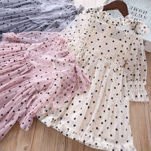 DFXD Spring Summer Baby Girl Dress Korean Style Polka Dot Long Sleeve Bow Princess Dress Toddler Kids Party Wear Vestidos 2-7T 2024 - buy cheap