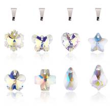 40pcs/set Glass Pendants Charms with 304 Stainless Steel Snap on Bails AB Color for Jewelry Making DIY Finding Mixed Shapes 2024 - compra barato