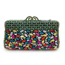 New Arrival Blue/Red Multicolored Rhinestone Crystal Clutch Purse Elegant Women Party Wedding Evening Bag Clutches Bags Handbags 2024 - buy cheap