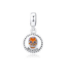 Pulseira pandora crânio mexicano, contas para fabricação de joias, contas de prata esterlina 925 2024 - compre barato