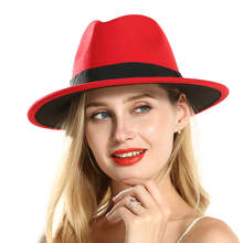 2019 moda feminina chapéu de lã fedora para senhora elegante aba larga trave outono panamá fascinator boné chapéu de igreja de inverno 2024 - compre barato