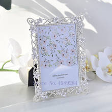 Photo Frame Silver Cutout Flowers Crystal Metal Modern Home Decoration Photo Storage Display Picture Frame Desktop Decoration 2024 - buy cheap