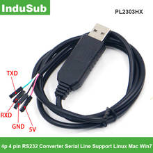 Модуль кабеля PL2303HX с USB на UART TTL, 4-контактный последовательный конвертер RS232, модуль адаптера USB-COM для кабеля, поддержка Linux, Mac, Win7 2024 - купить недорого