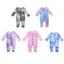 2020 infantil da criança roupas de bebê do menino meninas algodão único-breasted macacão manga longa outono tie-dye outfit roupas 2024 - compre barato
